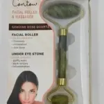 Rodillo facial masajeador de piedra jade natural de doble cabezal en su empaque original
