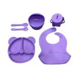 Set de alimentación infantil de silicona con plato antideslizante cubiertos y vaso para bebé