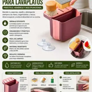 Canastilla escurridora colgante y basurero de fregadero con soporte para esponjas y cepillos