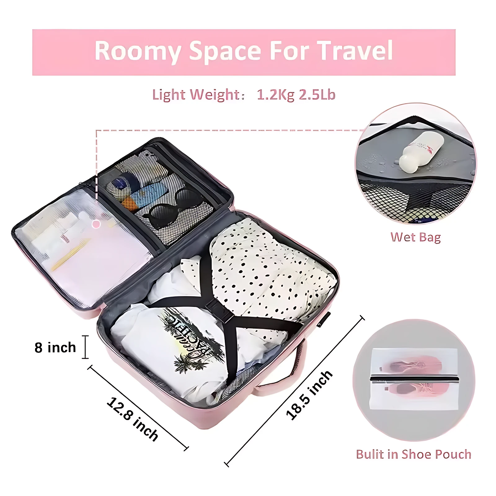 Maleta Viajera Semi Impermeable con Bolsa Húmeda y Zapatero - Organiza tu Equipaje
