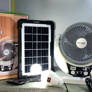 Ventilador solar recargable de 8 pulgadas con Powerbank y luz LED - Proporciona aire fresco y energía portátil