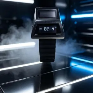 Reloj digital JoeFox diseño futurista estilo Cybertruck - proyecta una estética urbana con visualización precisa
