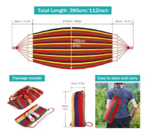 Hamaca de lona resistente para exteriores con barras antivuelco - Disfrutas de un descanso seguro y soportas hasta 550 libras
