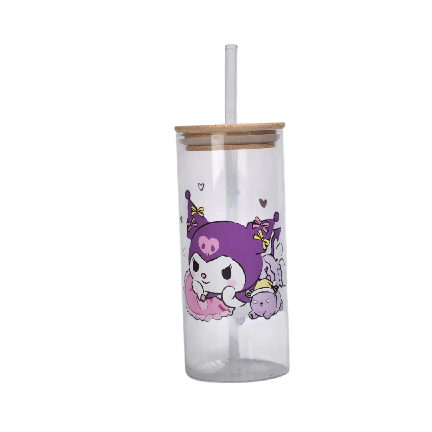 Set x2 Botella de vidrio 400 ml rosada con tapa de bambú y pitillo - Disfruta tus bebidas favoritas con estilo en cualquier lugar - Imagen 3