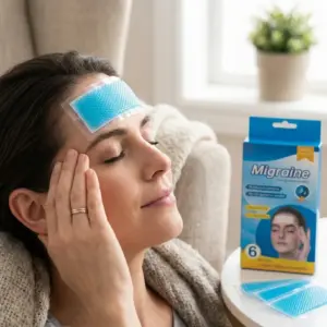 Parches de hidrogel y mentol para la migraña con efecto frío - Alivian el dolor pulsátil y relajan la tensión facial durante episodios de cefalea
