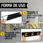 Protector de pared adhesivo para garaje, color negro con textura de fibra de carbono. Instrucciones de uso: despegar el respaldo y presionar en la pared.