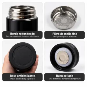 Set x2 Termo de acero inoxidable con pantalla LED y filtro para infusiones - Controla la temperatura exacta de tus bebidas favoritas