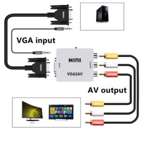 Set x2 Convertidor de VGA a RCA para conectar PC a TV antigua - Permite visualizar contenido en pantallas analógicas sin controladores