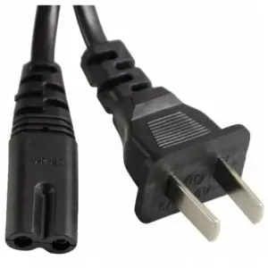 Cable de repuesto negro para lonchera eléctrica con enchufe de dos clavijas y conector hembra de dos orificios.