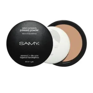Set x2 Polvo compacto Samy micropulverizado con vitamina E - Controla el brillo facial y unifica el tono