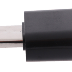 Adaptador OTG con conector macho USB tipo C y cuerpo rectangular negro, diseñado para conectar periféricos a dispositivos móviles.