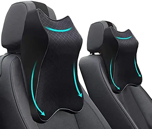 Cojín Lumbar y Reposacabeza Ergonómico de Espuma Viscoelástica - Alivia la tensión cervical y mejora tu postura al conducir