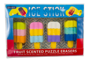 Set x5 Borradores de goma con forma de paleta y diseño divertido - Borran trazos de lápiz con precisión y añaden color a tus dibujos