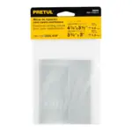 Juego de micas transparentes de policarbonato Pretul para careta CAREL-913P, con medidas de 4 1/4"x3 1/2" y 3 3/4"x2" en empaque plástico.