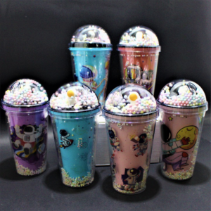 Set x2 Termo con pitillo estampado comic astronauta y diseño espacial - Disfruta tus bebidas favoritas sin derrames