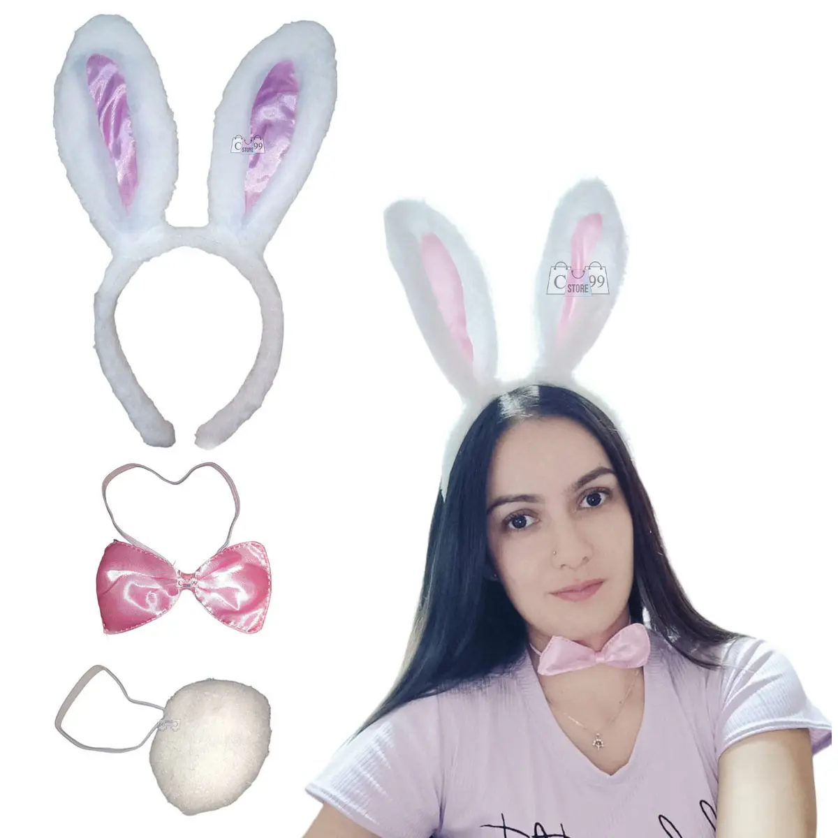 Kit Disfraz de Conejo para Mujer y Niñas - Imagen 2