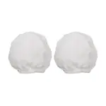 Dos filtros de polipropileno blancos para aspiradora automotriz, con forma redondeada, textura de malla y bordes elásticos.