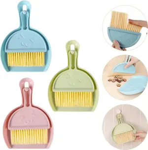 Kit de mini escoba y recogedor compacto para escritorios y autos - Elimina el polvo y las migajas rápidamente de cualquier superficie pequeña