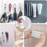 Cinta de gel nano transparente para fijar llaves, cosméticos, cuadros y regletas en diversas superficies sin necesidad de perforar.