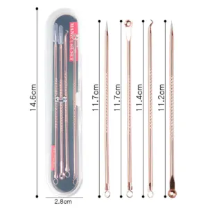 Set x3 Kit de extractores de acero inoxidable para acné y puntos negros - elimina impurezas sin dañar tu piel