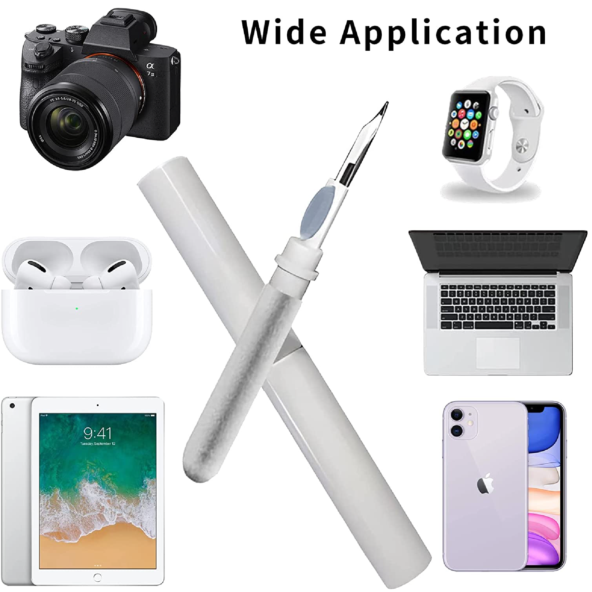 Set x2 Lápiz limpiador 3 en 1 para auriculares inalámbricos y dispositivos - Elimina la cera y el polvo acumulado en zonas de difícil acceso - Imagen 2