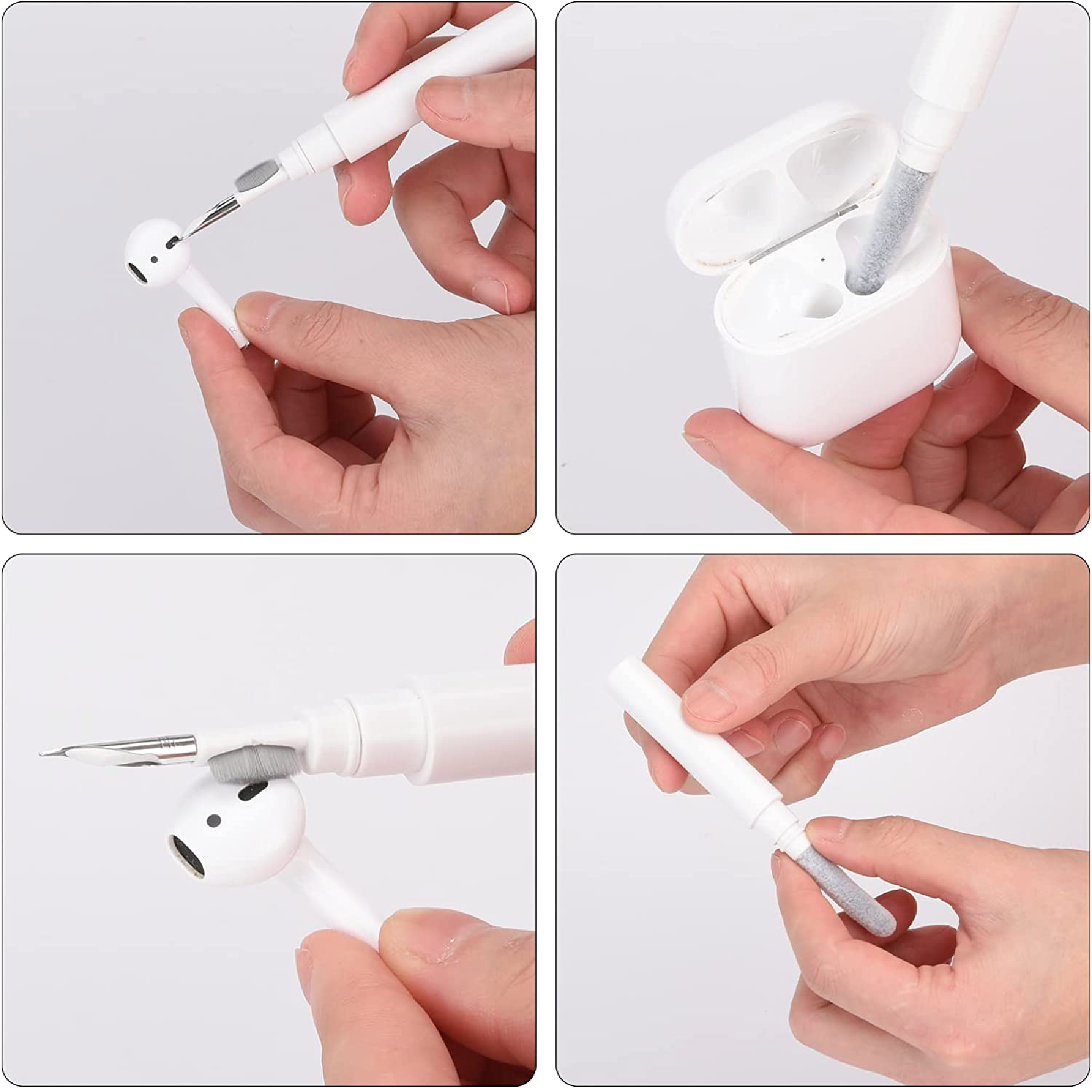 Set x2 Lápiz limpiador 3 en 1 para auriculares inalámbricos y dispositivos - Elimina la cera y el polvo acumulado en zonas de difícil acceso - Imagen 6