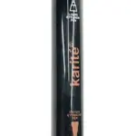 Lápiz de doble punta para cejas y delineador líquido negro con acabado brillante y marca en letras doradas.