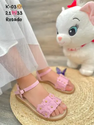 Sandalia plana infantil con flores y suela flexible - Mantiene los pies frescos durante los paseos diarios