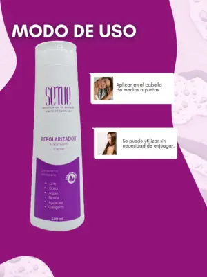 Set x2 Tratamiento capilar repolarizador Setue 400 ml para cabello maltratado - restaura la fibra capilar y sella las puntas abiertas