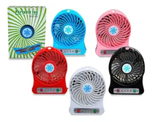 Set x2 Mini ventilador portátil recargable USB con luz LED - Disfruta frescura constante sin ruido en cualquier lugar
