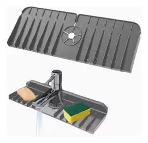 Protector de silicona para grifo y fregadero con drenaje - Evita charcos y mantiene la encimera seca