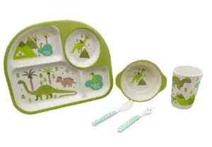 Vajilla infantil de plástico con diseño divertido - Facilita la autoalimentación y evita derrames