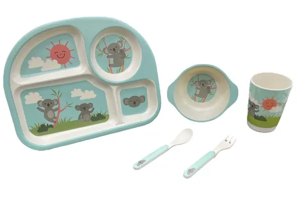 Vajilla infantil de plástico con diseño divertido - Facilita la autoalimentación y evita derrames - Imagen 2