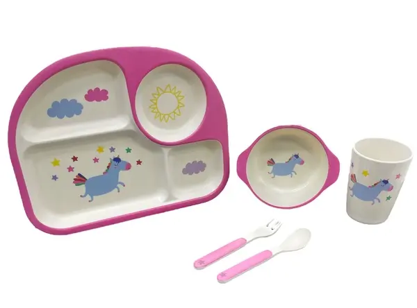 Vajilla infantil de plástico con diseño divertido - Facilita la autoalimentación y evita derrames - Imagen 3