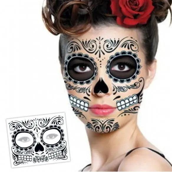 Tatuaje Disfraz Catrina Halloween Tempor - Imagen 2