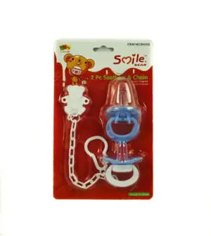 Set x3 Chupete para bebe con cadena sujetadora anticaida y tetina de silicona - Evita que el chupete caiga al suelo