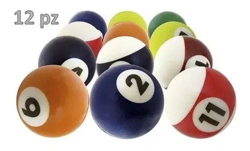 Set 12 pelotas antiestrés espuma diseño billar colores surtidos tipo piscina para aliviar tensión