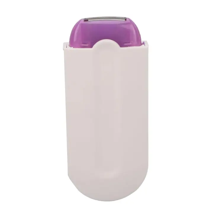 Depiladora eléctrica MARSKE con cuerpo blanco ergonómico y cabezal morado, diseño compacto para eliminar vello.
