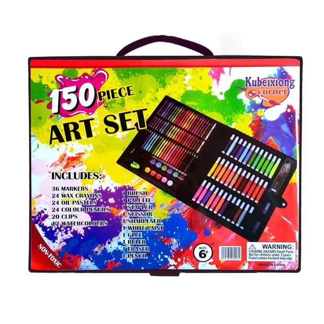 Set x2 Set de arte 150 piezas infantil con estuche de dibujo - estimula la creatividad y organiza las manualidades escolares