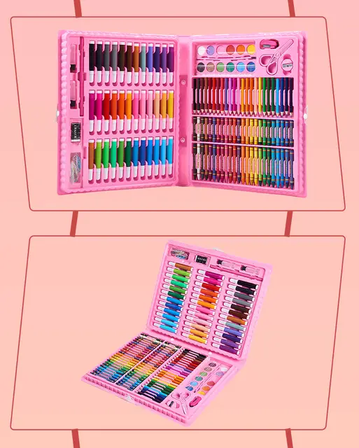 Set x2 Set de arte 150 piezas infantil con estuche de dibujo - estimula la creatividad y organiza las manualidades escolares - Imagen 2