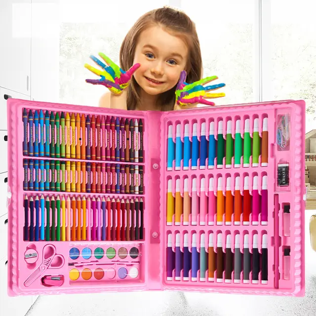 Set x2 Set de arte 150 piezas infantil con estuche de dibujo - estimula la creatividad y organiza las manualidades escolares - Imagen 4