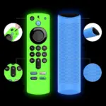 Funda protectora de silicona para control remoto, verde brillante y azul con textura ondulada antiderrapante y recortes precisos.
