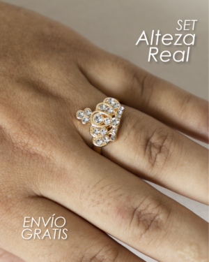 Set Alteza Real x 5 Piezas de joyería dorada con circonia - elevas tu elegancia diaria en cada ocasión