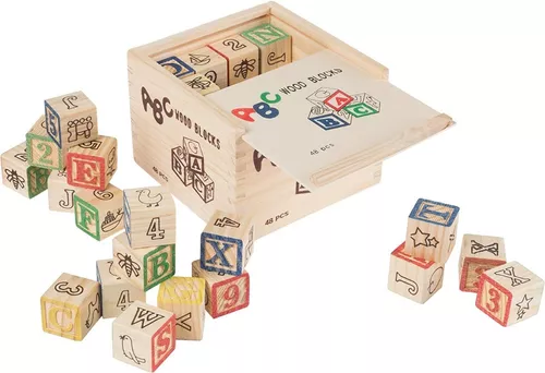 Bloques de madera ABC y números con caja - Estimulan el aprendizaje temprano y la creatividad infantil