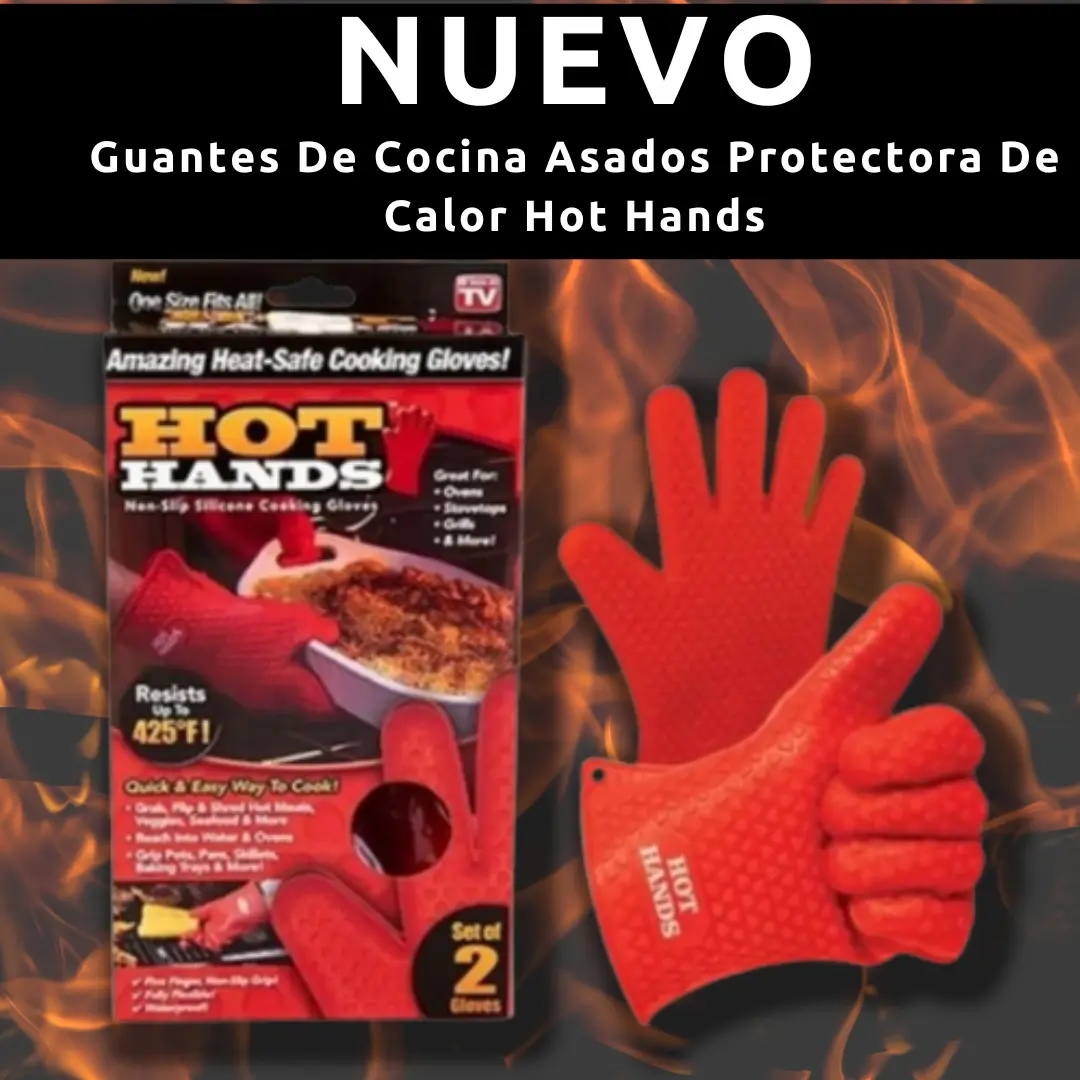 Set de dos guantes de silicona roja resistentes al calor para cocina, con diseño texturizado antideslizante y empaque original.