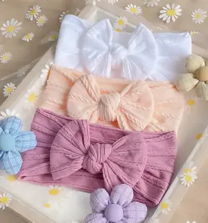 Set x2 Diadema de nailon elástica para bebé con lazo suave - Cuida la cabeza sin apretar y acompaña su crecimiento