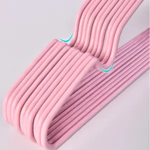 Gancho de ropa metálico antideslizante rosado X10 - Organiza tu armario sin arrugas