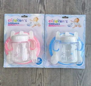 Set x2 Vajilla para niños 4 en 1 ergonómica y segura - facilita la transición a la comida sólida y fomenta la autoalimentación
