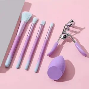 Set x2 Set de 6 piezas de brochas con encrespador y blender - logras un maquillaje profesional y uniforme en tu rutina diaria