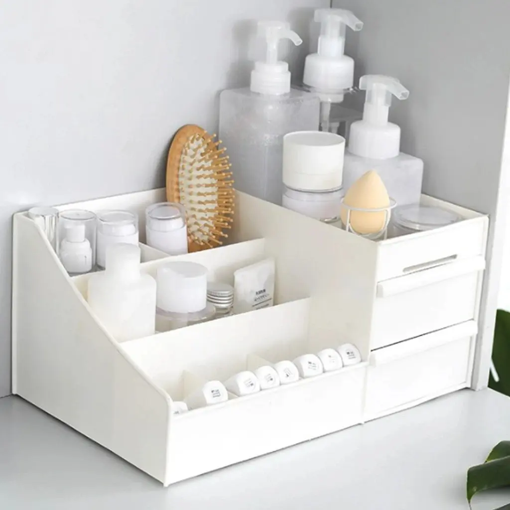 Set x2 Organizador de cosméticos con cajones y compartimentos - Optimiza el espacio de tu tocador y organiza tus productos diarios
